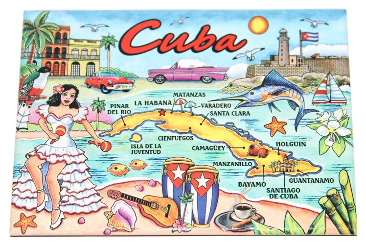 Cuba Map Refrigerator Magnet